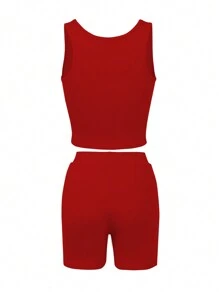 SHEIN Damski Jednolity kolor Kwadratowy Dekolt Tank Top I Zestaw majtek