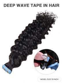 20pcs Tape In Hair Deep Curly Natural Black Color 150% 18-22 Inch Virgin Human Hair Tape In Hair Extension Tape In Hair Tape Ins Hair Extensions