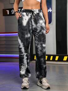 Streetz SHEIN Sport Jersey & Street Style Tie-Dye Sports Pants - Grey - View 2