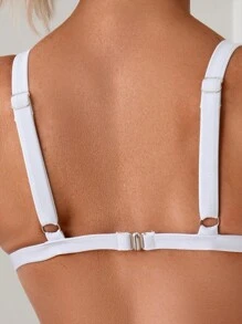 SHEIN Swim Summer Women Solid Color Simple And Fashionable Bikini Set For Vacation