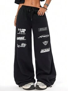 Coolane Summer Sport Casual Logo Pattern Baggy Sweatpants