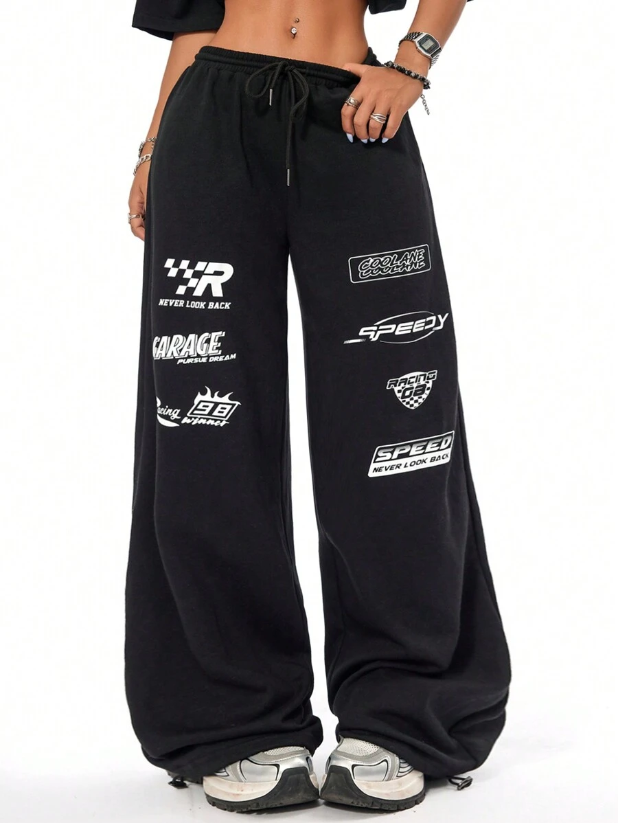 Coolane Summer Sport Casual Logo Pattern Baggy Sweatpants