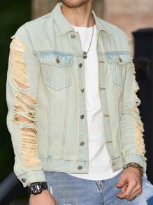 Manfinity LEGND Áo khoác denim rách Slim Fit thời trang cho nam - Đồng - Xem 1