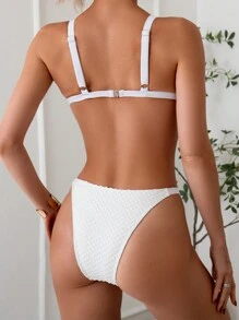 SHEIN Swim Summer Women Solid Color Simple And Fashionable Bikini Set For Vacation
