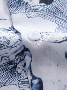 Manfinity Homme Men Plus Size Allover Print Short Sleeve Casual Shirt, For Street Wear, Going Out - Multicolor - View 3