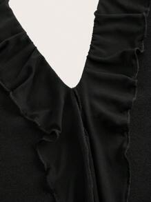 SHEIN ICON Set di abiti taglie forti multipezzo, abito attillato bicolore con arricciature, pizzo floreale e lacci al collo