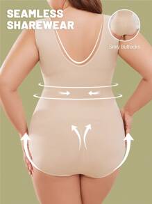 Women Plus Size Seamless Abdomen Support Butt Lifting U-Back Shapewear Bodysuit