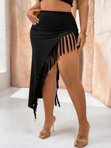 Allurite Plus size omzoomde asymmetrische zoomlijn zomer modieus design Sense rok