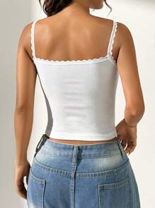 SHEIN EZwear 夏季白色針織緊身無肩帶內衣無罩杯背心，配有襯墊 - 白色 - 查看 2