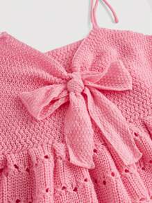 SHEIN MOD Plus Size Pink Bowknot A-Line Knitted Tank Top - Pink - View 3