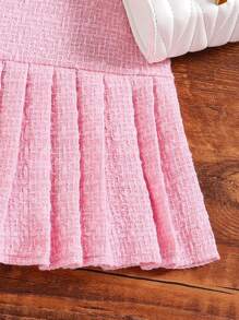 SHEIN Rochie elegantă fără mâneci, cu buzunare decorative, plisată, pentru fete preadolescente