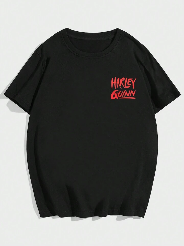 Our Harley Quinn | ROMWE Men Loose Fit Casual T-Shirt With Anime