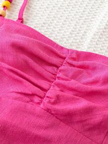 Soleia WYWH女性假日粉紅色背帶鬆緊頂部休閒背心 - 玫紅色 - 查看 3