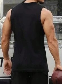男士休闲热带字母印花夏季上衣 - 黑色 - 查看 2