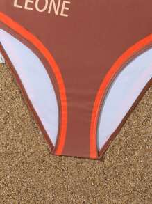 Teen Girl Beach Vacation Positioning Printed Bikini Set