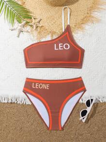 Teen Girl Beach Vacation Positioning Printed Bikini Set