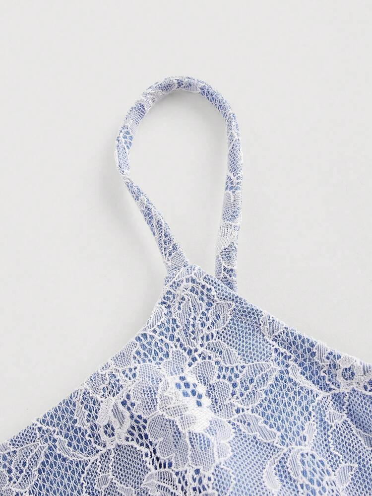 Denim & Lace Cropped Cami Top, Summer