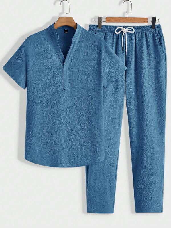 Manfinity Homme Loose Men\ Solid Color T-Shirt And Pants Suit