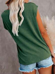 Women's Solid Color Batwing Sleeve T-Shirt Summer Loose Fit Casual Tops Pocket Patched Tee