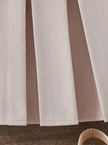 SHEIN 年輕女孩夏季無袖百褶裙實用口袋休閒連衣裙，圓領設計 - 杏色 - 查看 7