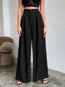 Aloruh Pantalones para mujer unicolor con pierna recta, para uso diario y casual