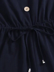 SHEIN VCAY Mono de punto sin mangas con cordón ajustable y cuello redondo amplio en unicolor - Azul Marino - Ver 4