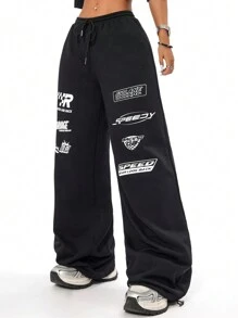 Coolane Summer Sport Casual Logo Pattern Baggy Sweatpants