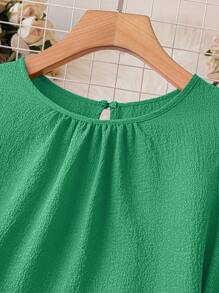 SHEIN Clasi 大碼綠色拼接無袖連衣裙，配蝴蝶結裝飾