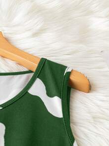 SHEIN LUNE 夏季大碼拼色無袖圓領連衣裙，腰帶綁結，休閒風格 - 彩色 - 查看 4