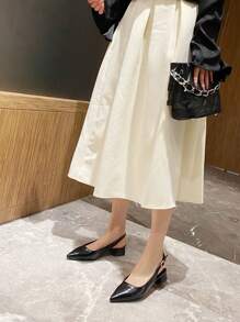 2025 Autumn Fashionable And Simple Style Gold Cracking Pattern Rough Heel Shoes For Women, 3cm Comfortable Heeled Sandals Valentines - Black - View 2