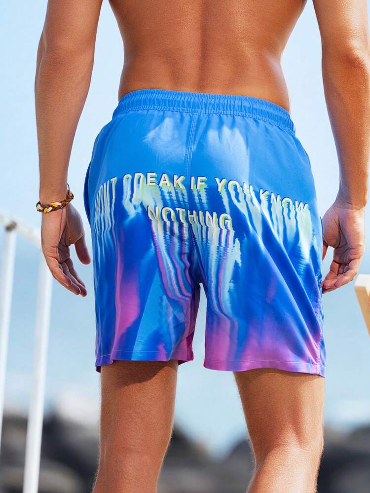 Men Fashionable Loose Printed Beach Shorts