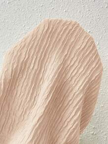 Chiquease Women Solid Color Textured Pleated Cropped Tank Top With Wide Strap - Apricot - View 5