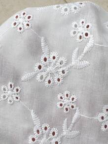 SHEIN EZwear 夏季扭結前方空心繡花白色露肩筒身上衣 - 白色 - 查看 14