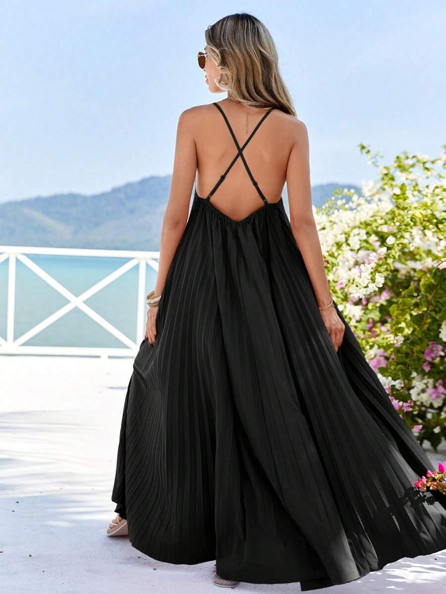 fitted lace wedding dress Classicalist Asymmetrical Pleated Maxi Dress – MISSTT main image 0