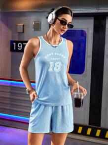 SHEIN Sports Ensemble de maillot et de short de basket sportif pour femmes, dans un style streetwear et de loisirs