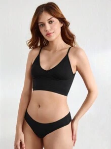Ocili Ocili Top básico negro sólido extremadamente elástico sin costuras y sin relleno, cómodo y amigable con la piel