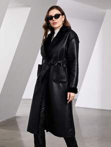 ZIAI 女士秋季 Y2K 性感仿皮草 PU 夹克，仿皮草外套，约会装，演唱会服装，万圣节服装，哥特风格，商务休闲