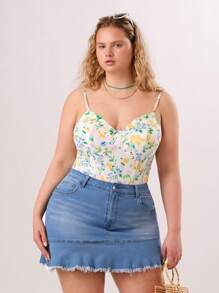 Forever 21 Plus Size Women Fashionable Summer Holiday Beach Denim Skirt - Blue - View 1