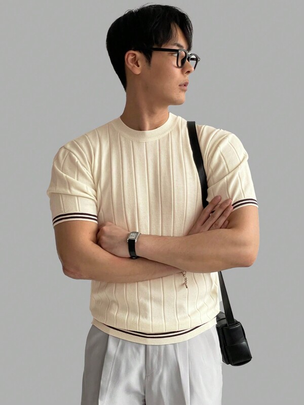 DAZY Hombres Top Tejido de Verano de unicolor