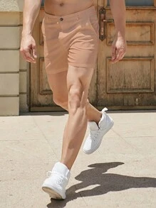 Manfinity Homme Men's Straight Leg Bermuda Shorts - Hot Pink - View 3