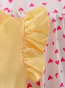 SHEIN 3入組嬰兒女孩非正式每日心形圖案短袖連身裙，非常適合春夏外出穿著 - 彩色 - 查看 5