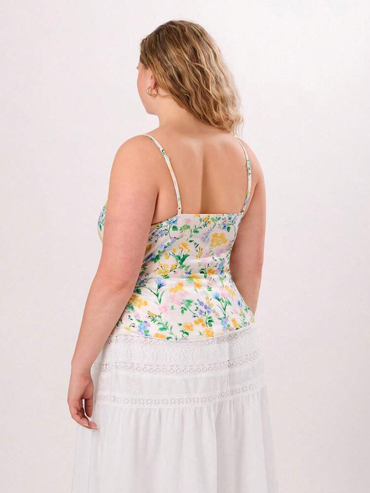 Summer Plus Size Floral Pattern Vacation Women Camisole Top