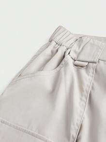 Manfinity Homme Men Solid Color Workwear Loose Fit Casual Shorts With Pockets - Apricot - View 6