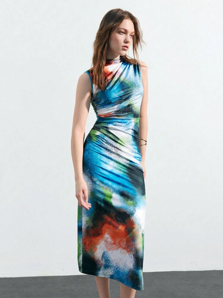 green emerald velvet dress Long A-line Glitter Tie Dye Formal Dress by Poly USA 8346  ABC Fashion