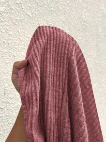 SHEIN Essnce Plus Size Áo len dệt kim màu trơn và thiết kế nút xoắn Váy đôi - Bụi hồng - Xem 7