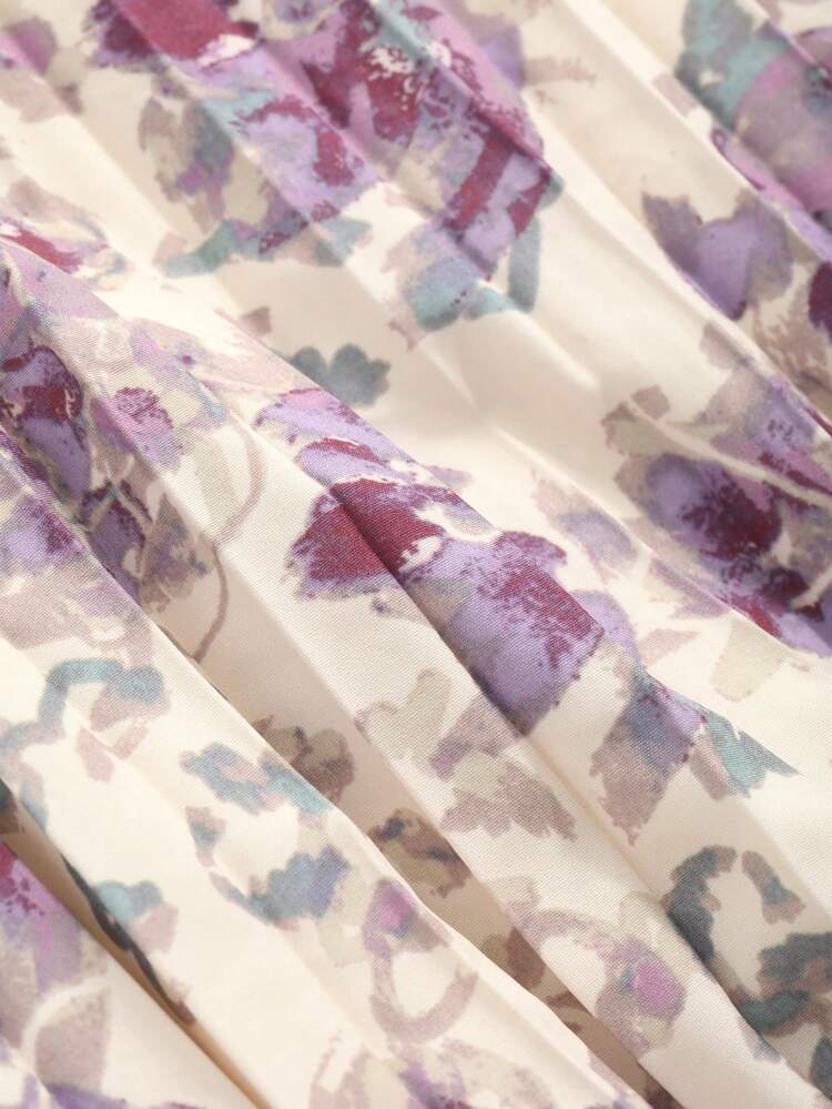 Square Neckline Sleeveless Cinched Waist Pleated Bodycon Dress Floral Sundress Vacation Outfits Women Easter Dress Boho