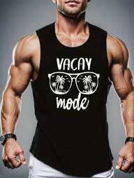 Men's Casual Tropical & Letter Print Summer Vest