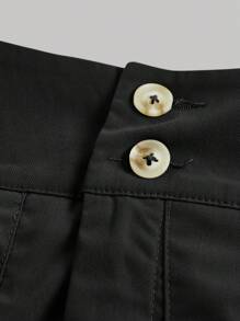 SHEIN MOD 大码刺绣网眼百褶裙 - 黑色 - 查看 3