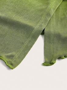SHEIN Essnce Ladies' Summer Boho Solid Color Pleated Strapless Top With Asymmetrical Hemline And Split Front, Green Top - Green - View 4