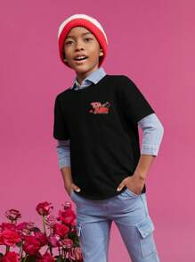 TOM & JERRY X SHEIN Tween Boy In Hoạt Hình Ngắn Tay Áo Thun Mùa Hè - màu đen - Xem 6